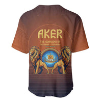 Aker Baseball Jersey Ancient Egyptian Sunset Gradient, Twin Lion Guardians, and Solar Disc - Wonder Print Shop