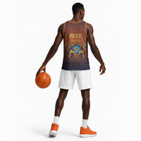 Aker Basketball Jersey Ancient Egyptian Sunset Gradient, Twin Lion Guardians, and Solar Disc - Wonder Print Shop