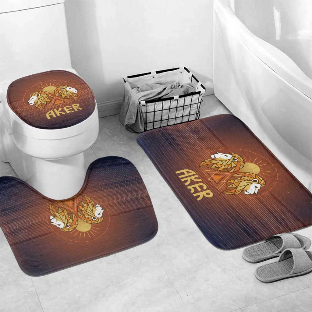 Aker Bathroom Set Ancient Egyptian Sunset Gradient, Twin Lion Guardians, and Solar Disc - Wonder Print Shop