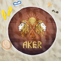 Aker Beach Blanket Ancient Egyptian Sunset Gradient, Twin Lion Guardians, and Solar Disc - Wonder Print Shop