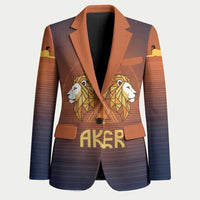 Aker Blazer Ancient Egyptian Sunset Gradient, Twin Lion Guardians, and Solar Disc - Wonder Print Shop
