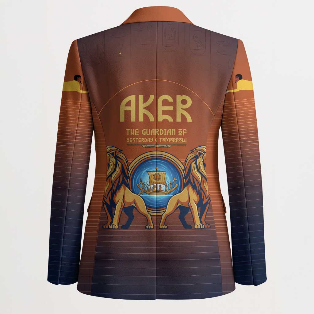 Aker Blazer Ancient Egyptian Sunset Gradient, Twin Lion Guardians, and Solar Disc - Wonder Print Shop