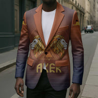 Aker Blazer Ancient Egyptian Sunset Gradient, Twin Lion Guardians, and Solar Disc - Wonder Print Shop