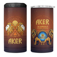 Aker 4 in 1 Can Cooler Tumbler Ancient Egyptian Sunset Gradient, Twin Lion Guardians, and Solar Disc - Wonder Print Shop