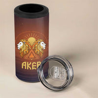 Aker 4 in 1 Can Cooler Tumbler Ancient Egyptian Sunset Gradient, Twin Lion Guardians, and Solar Disc - Wonder Print Shop