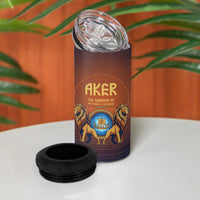Aker 4 in 1 Can Cooler Tumbler Ancient Egyptian Sunset Gradient, Twin Lion Guardians, and Solar Disc - Wonder Print Shop