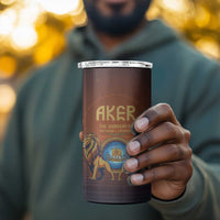 Aker 4 in 1 Can Cooler Tumbler Ancient Egyptian Sunset Gradient, Twin Lion Guardians, and Solar Disc - Wonder Print Shop