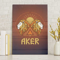Aker Canvas Wall Art Ancient Egyptian Sunset Gradient, Twin Lion Guardians, and Solar Disc - Wonder Print Shop