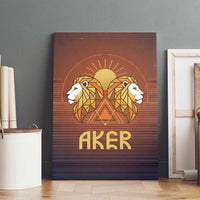 Aker Canvas Wall Art Ancient Egyptian Sunset Gradient, Twin Lion Guardians, and Solar Disc - Wonder Print Shop