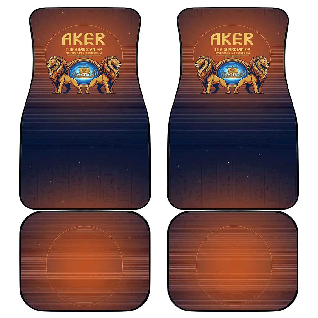 Aker Car Mats Ancient Egyptian Sunset Gradient, Twin Lion Guardians, and Solar Disc - Wonder Print Shop