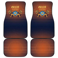Aker Car Mats Ancient Egyptian Sunset Gradient, Twin Lion Guardians, and Solar Disc - Wonder Print Shop