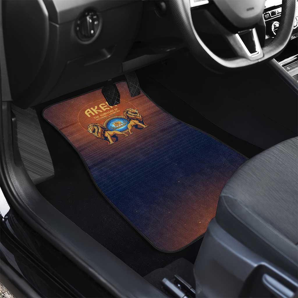 Aker Car Mats Ancient Egyptian Sunset Gradient, Twin Lion Guardians, and Solar Disc - Wonder Print Shop