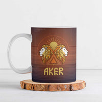 Aker Ceramic Mug Ancient Egyptian Sunset Gradient, Twin Lion Guardians, and Solar Disc - Wonder Print Shop