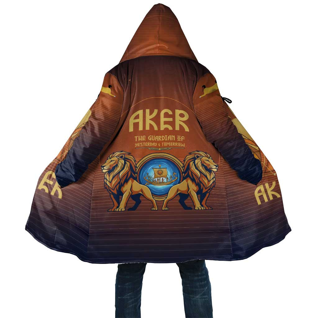 Aker Cloak Ancient Egyptian Sunset Gradient, Twin Lion Guardians, and Solar Disc - Wonder Print Shop