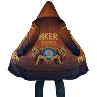 Aker Cloak Ancient Egyptian Sunset Gradient, Twin Lion Guardians, and Solar Disc - Wonder Print Shop