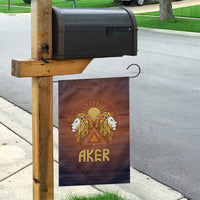 Aker Garden Flag Ancient Egyptian Sunset Gradient, Twin Lion Guardians, and Solar Disc - Wonder Print Shop