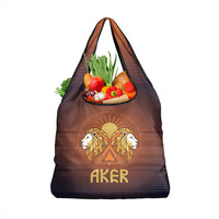 Aker Grocery Bag Ancient Egyptian Sunset Gradient, Twin Lion Guardians, and Solar Disc - Wonder Print Shop