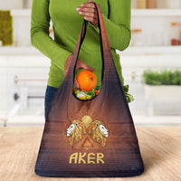 Aker Grocery Bag Ancient Egyptian Sunset Gradient, Twin Lion Guardians, and Solar Disc - Wonder Print Shop