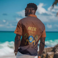 Aker Hawaiian Shirt Ancient Egyptian Sunset Gradient, Twin Lion Guardians, and Solar Disc - Wonder Print Shop