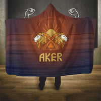 Aker Hooded Blanket Ancient Egyptian Sunset Gradient, Twin Lion Guardians, and Solar Disc - Wonder Print Shop