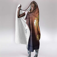 Aker Hooded Blanket Ancient Egyptian Sunset Gradient, Twin Lion Guardians, and Solar Disc - Wonder Print Shop