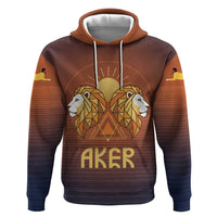 Aker Hoodie Ancient Egyptian Sunset Gradient, Twin Lion Guardians, and Solar Disc - Wonder Print Shop