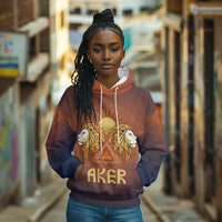 Aker Hoodie Ancient Egyptian Sunset Gradient, Twin Lion Guardians, and Solar Disc - Wonder Print Shop