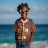 Aker Kid Hawaiian Shirt Ancient Egyptian Sunset Gradient, Twin Lion Guardians, and Solar Disc - Wonder Print Shop