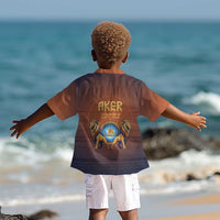Aker Kid Hawaiian Shirt Ancient Egyptian Sunset Gradient, Twin Lion Guardians, and Solar Disc - Wonder Print Shop