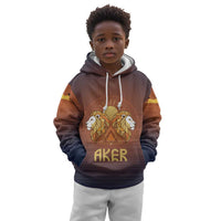 Aker Kid Hoodie Ancient Egyptian Sunset Gradient, Twin Lion Guardians, and Solar Disc - Wonder Print Shop