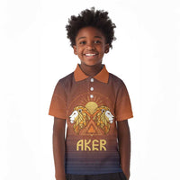 Aker Kid Polo Shirt Ancient Egyptian Sunset Gradient, Twin Lion Guardians, and Solar Disc - Wonder Print Shop