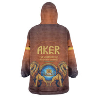 Aker Kid Wearable Blanket Hoodie Ancient Egyptian Sunset Gradient, Twin Lion Guardians, and Solar Disc - Wonder Print Shop