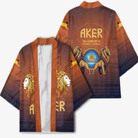 Aker Kimono Ancient Egyptian Sunset Gradient, Twin Lion Guardians, and Solar Disc - Wonder Print Shop