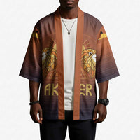 Aker Kimono Ancient Egyptian Sunset Gradient, Twin Lion Guardians, and Solar Disc - Wonder Print Shop