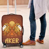 Aker Luggage Cover Ancient Egyptian Sunset Gradient, Twin Lion Guardians, and Solar Disc - Wonder Print Shop