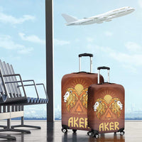 Aker Luggage Cover Ancient Egyptian Sunset Gradient, Twin Lion Guardians, and Solar Disc - Wonder Print Shop