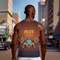 Aker Men Tank Top Ancient Egyptian Sunset Gradient, Twin Lion Guardians, and Solar Disc - Wonder Print Shop