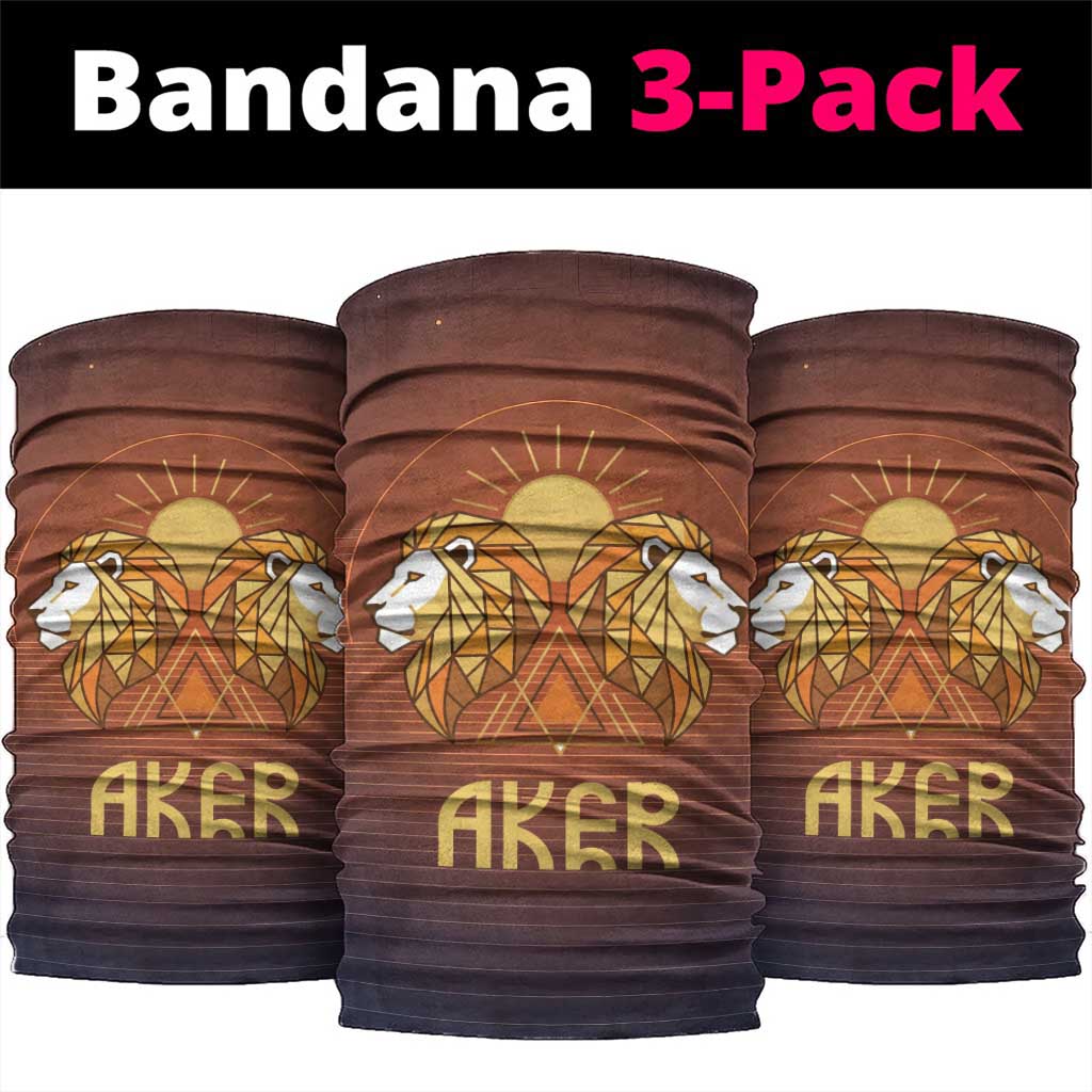 Aker Neck Gaiter Ancient Egyptian Sunset Gradient, Twin Lion Guardians, and Solar Disc - Wonder Print Shop