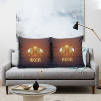 Aker Pillow Cover Ancient Egyptian Sunset Gradient, Twin Lion Guardians, and Solar Disc - Wonder Print Shop