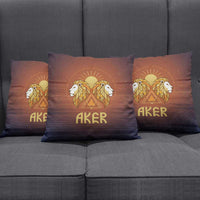 Aker Pillow Cover Ancient Egyptian Sunset Gradient, Twin Lion Guardians, and Solar Disc - Wonder Print Shop