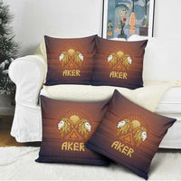 Aker Pillow Cover Ancient Egyptian Sunset Gradient, Twin Lion Guardians, and Solar Disc - Wonder Print Shop