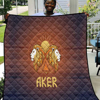 Aker Quilt Ancient Egyptian Sunset Gradient, Twin Lion Guardians, and Solar Disc - Wonder Print Shop