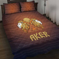 Aker Quilt Bed Set Ancient Egyptian Sunset Gradient, Twin Lion Guardians, and Solar Disc - Wonder Print Shop
