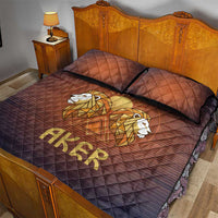 Aker Quilt Bed Set Ancient Egyptian Sunset Gradient, Twin Lion Guardians, and Solar Disc - Wonder Print Shop