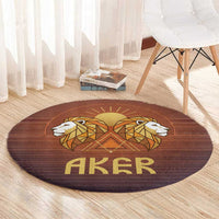 Aker Round Carpet Ancient Egyptian Sunset Gradient, Twin Lion Guardians, and Solar Disc - Wonder Print Shop