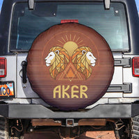 Aker Spare Tire Cover Ancient Egyptian Sunset Gradient, Twin Lion Guardians, and Solar Disc - Wonder Print Shop