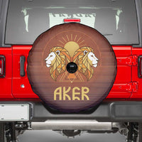 Aker Spare Tire Cover Ancient Egyptian Sunset Gradient, Twin Lion Guardians, and Solar Disc - Wonder Print Shop
