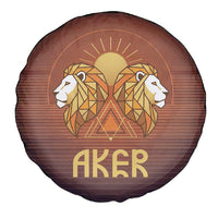 Aker Spare Tire Cover Ancient Egyptian Sunset Gradient, Twin Lion Guardians, and Solar Disc - Wonder Print Shop