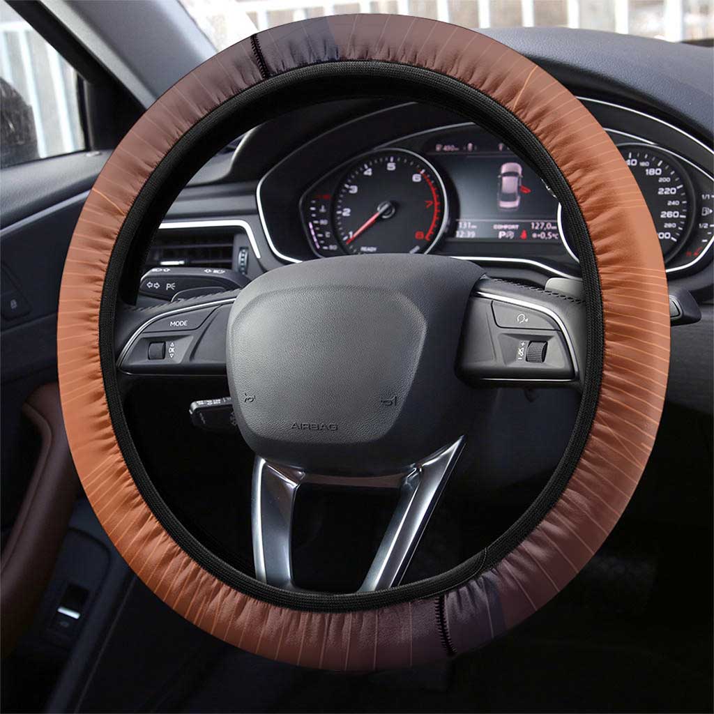Aker Steering Wheel Cover Ancient Egyptian Sunset Gradient, Twin Lion Guardians, and Solar Disc - Wonder Print Shop