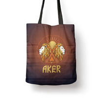 Aker Tote Bag Ancient Egyptian Sunset Gradient, Twin Lion Guardians, and Solar Disc - Wonder Print Shop